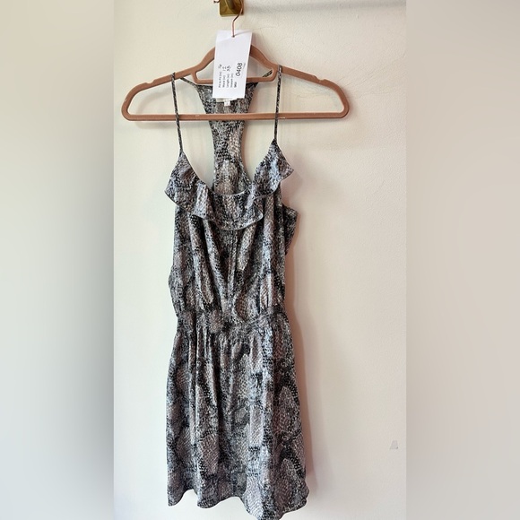 Parker, Gray Snakeskin Print Silk Romper, Size S | 0408 - Picture 1 of 5